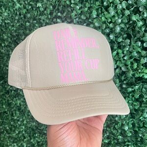 Beige Trucker Hat with Inspirational Text